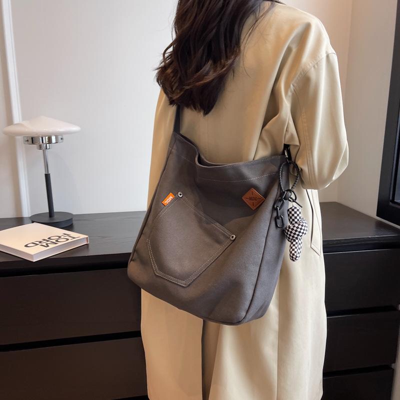 Холщовая сумка женская большая вместительная сумка через плечо сумка-ведро большая сумка