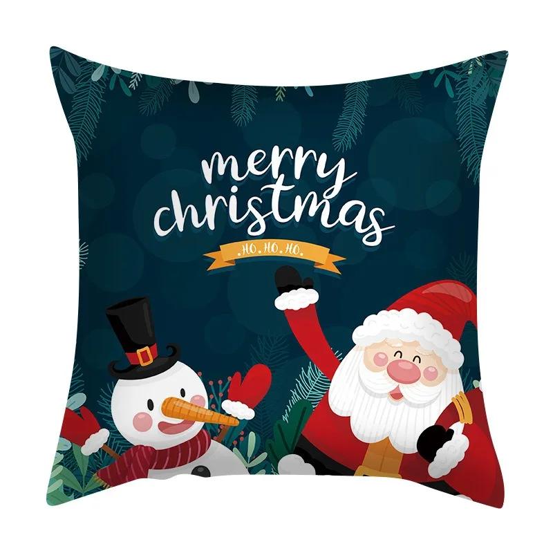 Christmas Set Luxury Home Decor Santa Claus Pattern Fashion Pillow Office Seat Cushion Cover