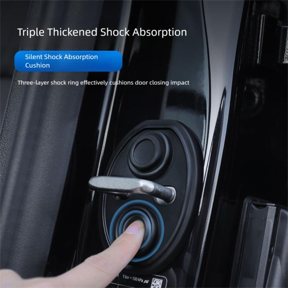 4Pcs Anti-Collision Car Door Lock Buckle Cover Silicone Shock Absorption Car Door Closing Shockproof Cushion Buffering Pad
