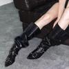 Pointed Toe Metal Buckle Large Tube Wrap Vintage Small High Heel Fashion Boots Long Tube Boots Women