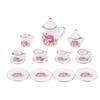 1Комплект 1:12 миниатюрных керамических чайных сервизов для кукольного домика, чашка, чайник, поднос, цветы, столовые приборы, кухонный декор, игрушечные аксессуары для кукольного домика