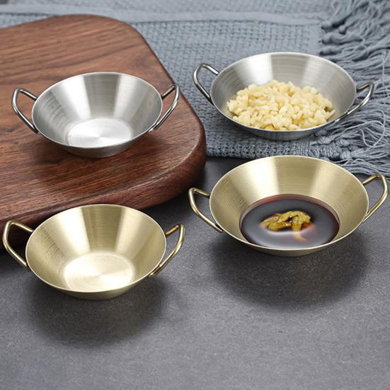 Блюдо для соуса Нержавеющее Устойчивое к падению антипригарное покрытие Зеркальная полировка Легко чистится Хранение Эргономичная ручка из нержавеющей стали