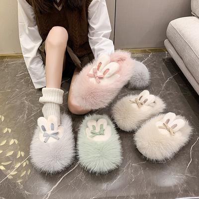 Модные милые плюшевые тапочки женские осень-зима новые уличные домашние туфли для женщин толстоподошвенные плюшевые теплые хлопковые тапочки шлепанцы женские