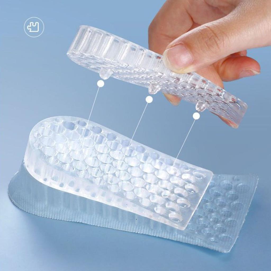 Стельки для увеличения роста многослойные прозрачные силиконовые амортизирующие подъемники для обуви 2 см 1