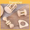 Wooden Natural Baby Rattle Set Toy With Sounding Features For Kids Sensory Play