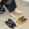 Autumn New Suede Thin Soft Sole Comfortable Pointed Thick Heel Single Shoes Elastic Small Square Head Women's Shoes