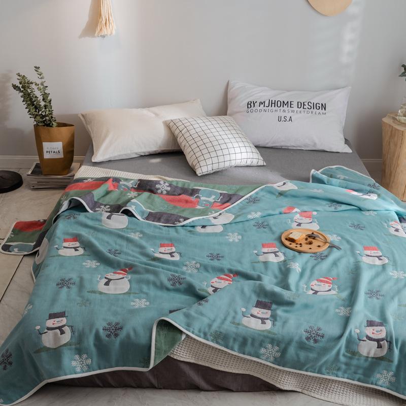 Мультяшное полностью хлопковое марлевое одеяло с 60 нитями, одинарное и двойное одеяло с кондиционером, летнее прохладное одеяло, универсальное всесезонное одеяло для обеда