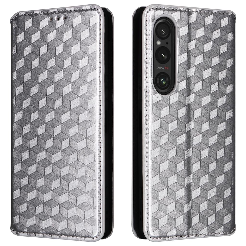 Чехол для Sony Xperia 1 VI с ромбовидным узором, магнитным закрытием, кожаный кошелек-обложка для телефона