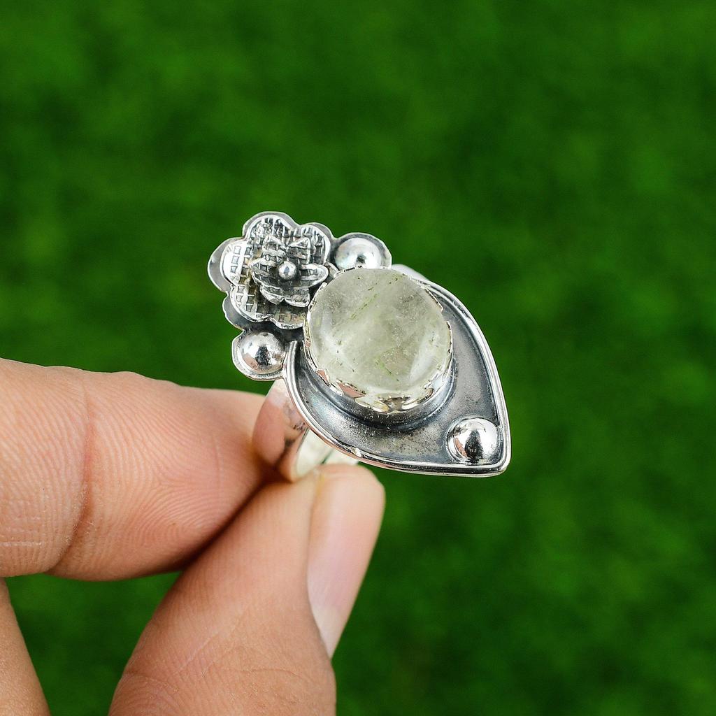 Natural Moonstone Gemstone Stackable Adjustable Ring 925 Silver For Women