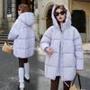 Women Winter Thicken Warm Parkas Hooded Mid Long Parka Jacket Ladies Pockets Stand Collar Outwear