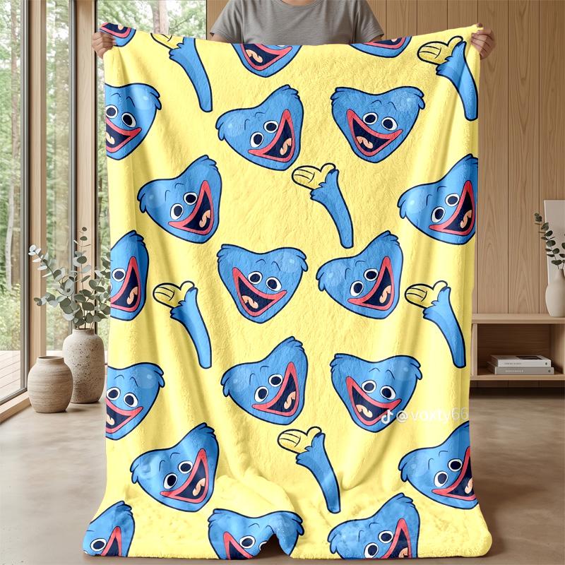 Huggy Wuggy Cozy Flannel Blanket, Comfortable Warm Throw Blanket for Bedroom Sofa Home Use