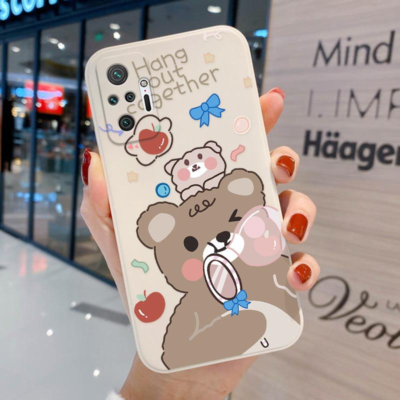 Mi 11 Lite 5G NE Case Retro Cartoon Bear Case For Xiaomi Redmi Note 10 Pro Case Note10 9 8 Pro 11T 10T 8T 9T 10S 9S 9C 9A Covers