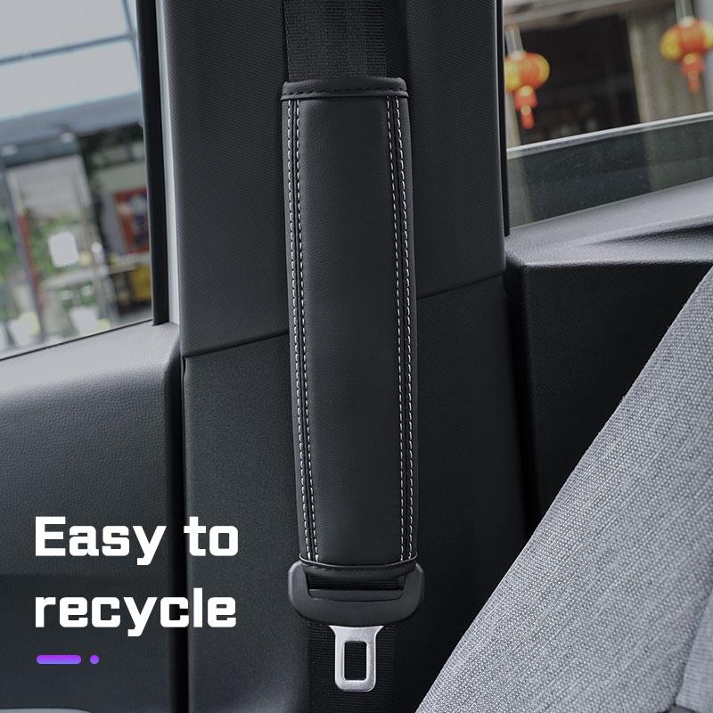 For Toyota GR Sport CHR Fortuner FJ Cruiser Camry Car Accessories 2Pcs Car Seat Belt Nappa Leather Safety Belt Shoulder Covers