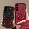Красный вишневый принт защитный мягкий чехол для объектива Samsung S25 Ultra S24 FE S23 Plus A16 A56 A36 A55 A26 A06 A15 A35 A54 противоударный матовый чехол для телефона TPU