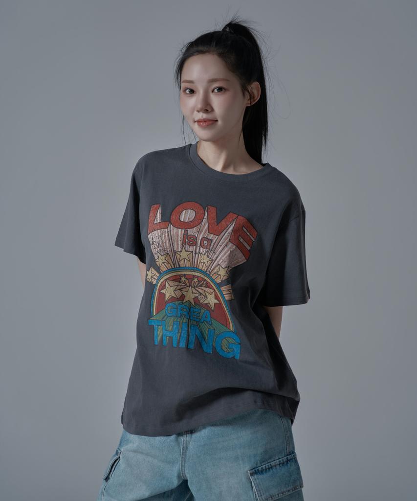 WAARFORWOMAN Wt-73 Love Short Sleeve T-Shirt_Charcoal