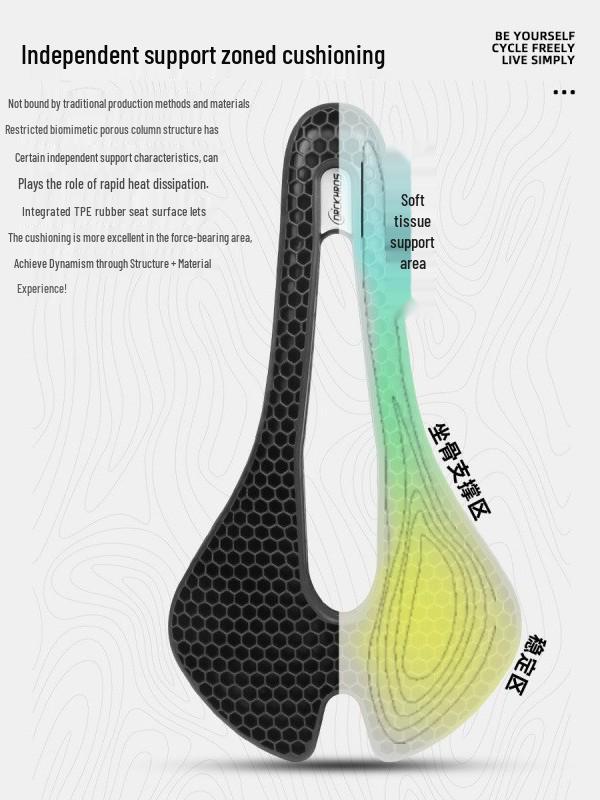 DRCKHROS Honeycomb Shock-Absorbing Bicycle Saddle: Breathable, Comfortable Mountain Bike Seat.