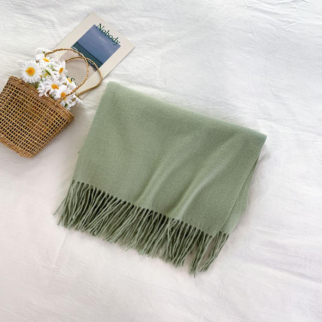 Cashmere Hand Feel Autumn And Winter Solid Color Scarf Women'S Thick Tassel Simple And Versatile Soft And Warm Imitation Cashmere Shawl