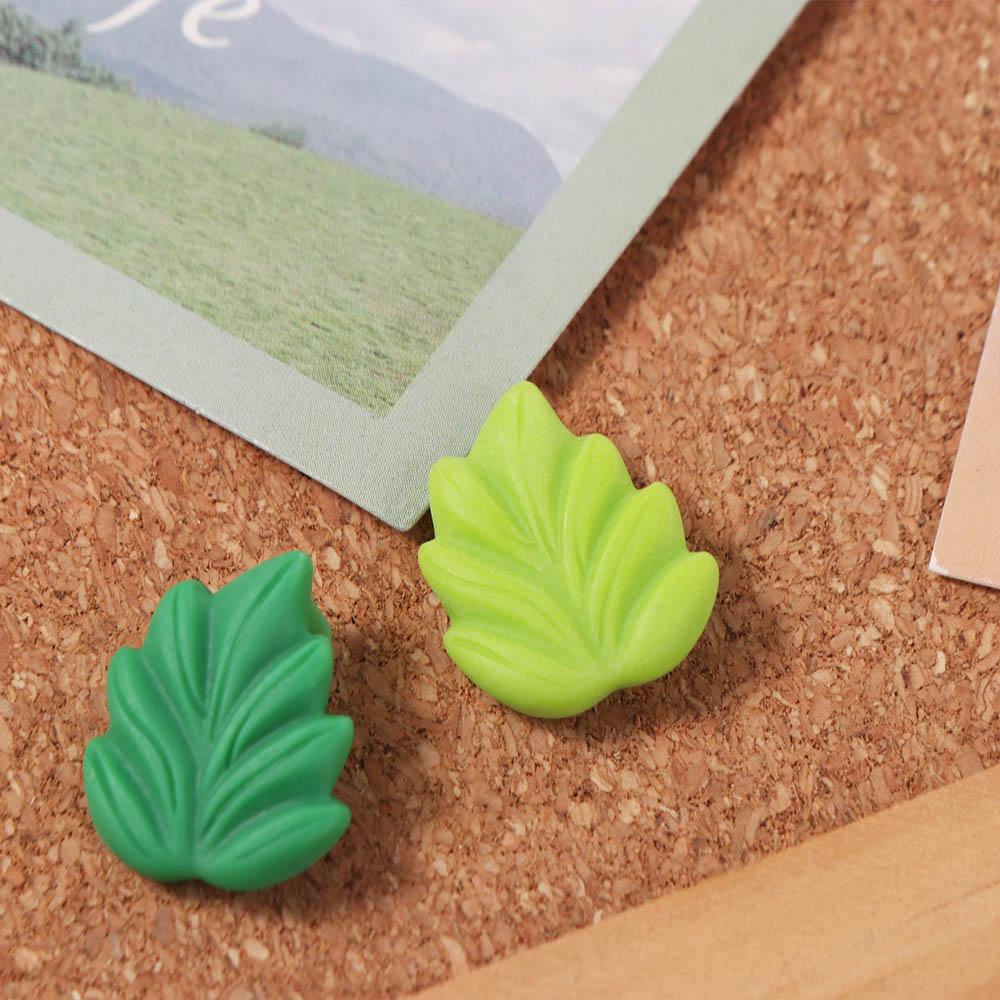 50pcs Plastic Colored Push Pins Green Leaves Shape Thumb Tacks PP Metal Push Pins  School Stationery