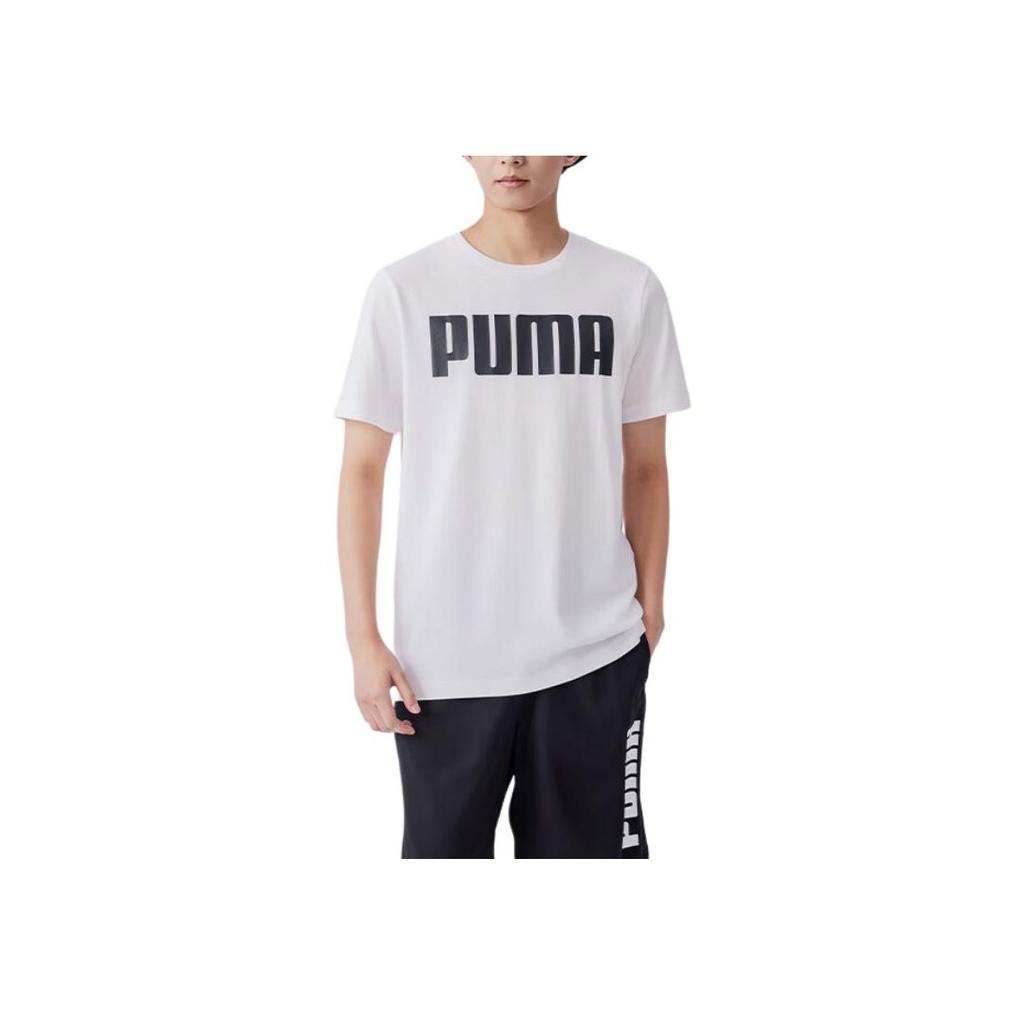 Puma Letter Round Neck Breathable Comfortable Casual Sports Short Sleeve T-Shirt Men T-Shirts White 671259-02