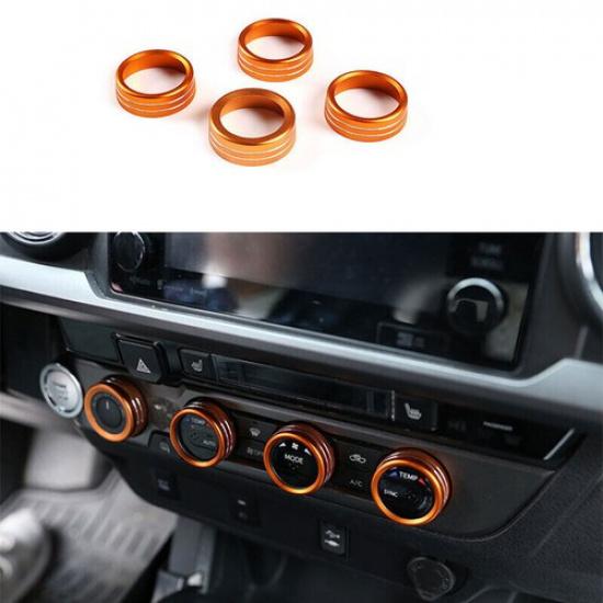 Orange Aluminum Central Console CD Knob Cover Trim For Toyota Tacoma 2016-