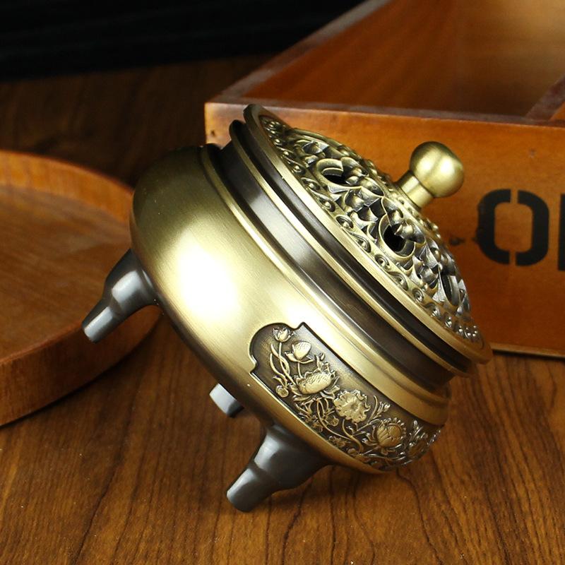 Pure Brass Lotus Incense Burner Office Home Study Desktop Aromatherapy Burner Line Incense Burner Xuanzi Lotus Kaibi Incense Burner