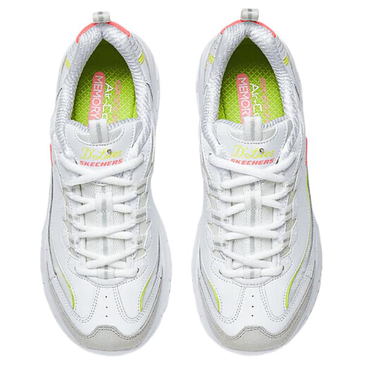 Skechers DLites Удобные Универсальные Низкие Папины Кроссовки Женские Белый Желтый 150231-WNPL