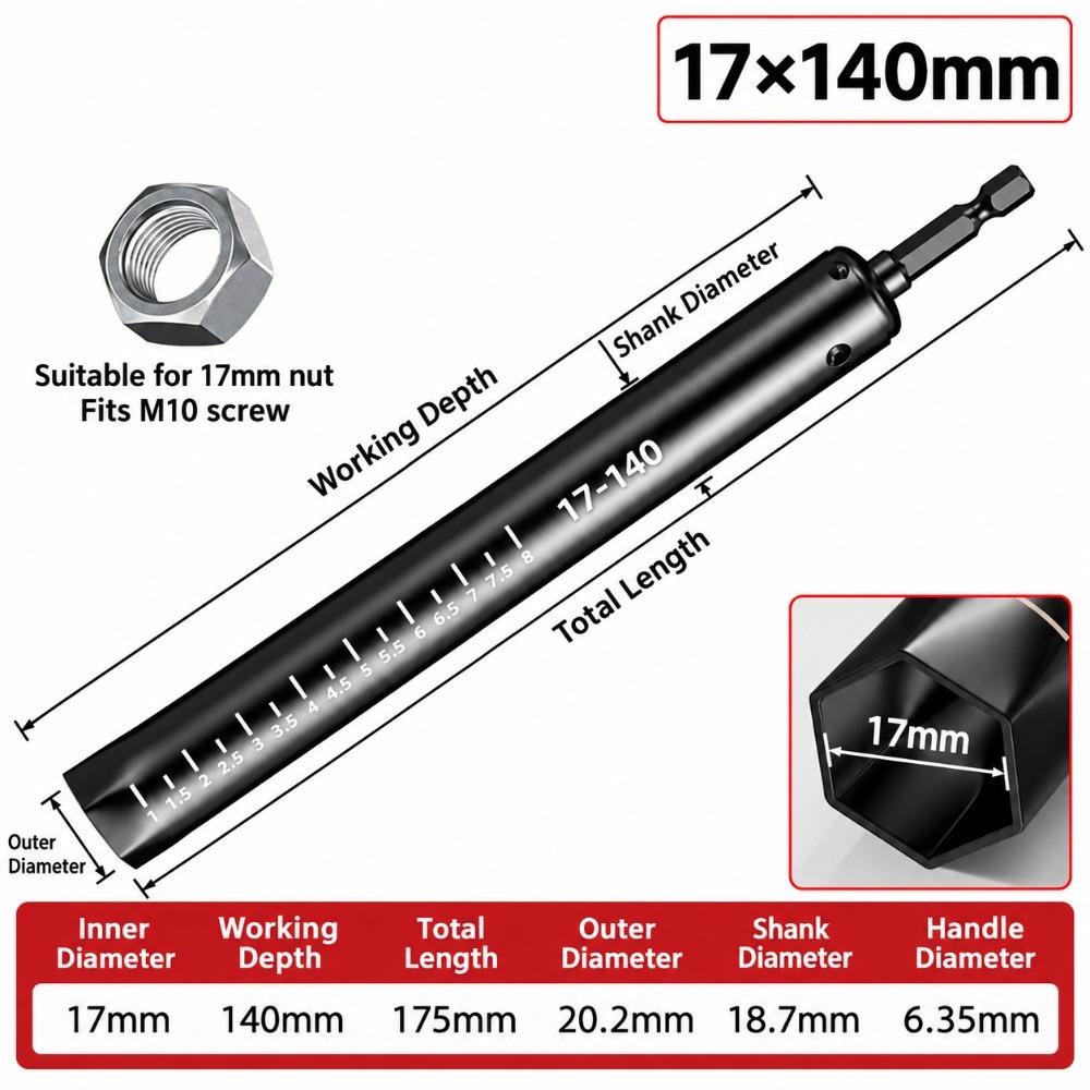 Stainless Steel Hollow Socket Nut Driver Hollow Structure Hex Socket Tool Threaded Rod Adjustment