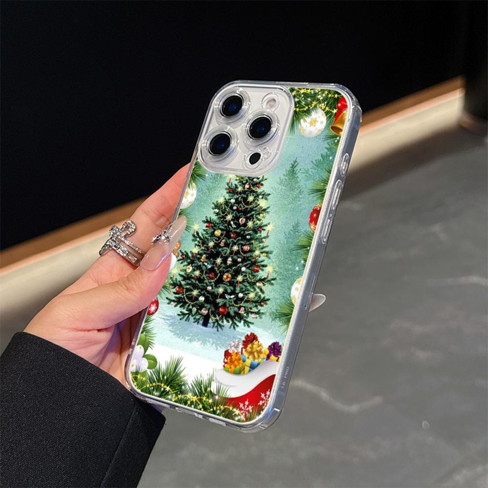 Ae121 Merry Christmas Santa design art Magsafe Transparent Cases для Samsung S23 S24 Ultra S21 FE iPhone16 Pro Max Magnetic Wireless Charge Back Cover