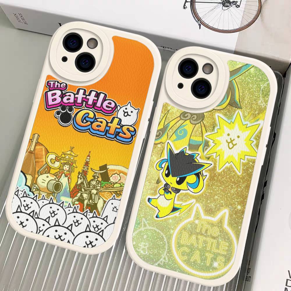 Кожаный чехол для телефона с изображением аниме-игры B-Battle Cats Для iPhone 16 15 14 13 12 11 Pro Max Plus Ударопрочный чехол