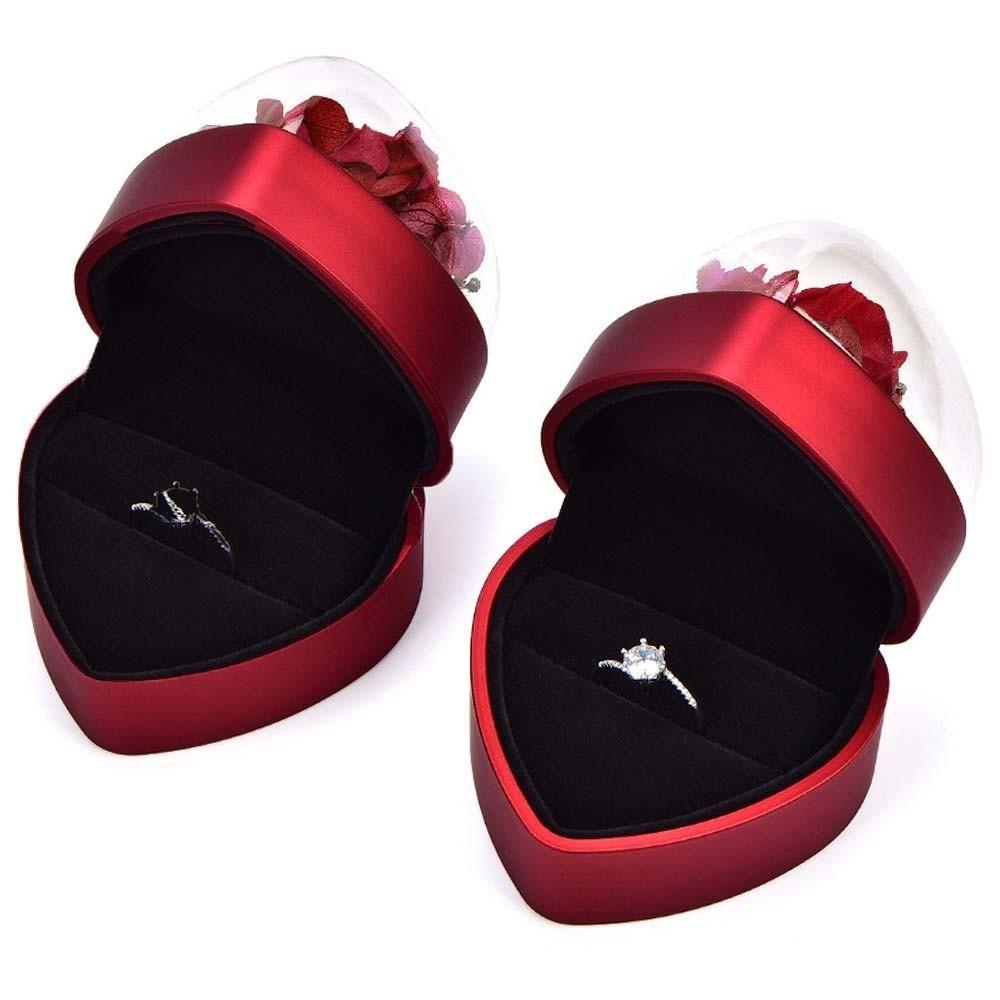 Composite Paper Ring Display Case Acrylic Jewelry Organizer Portable Heart Ring Box  Wedding