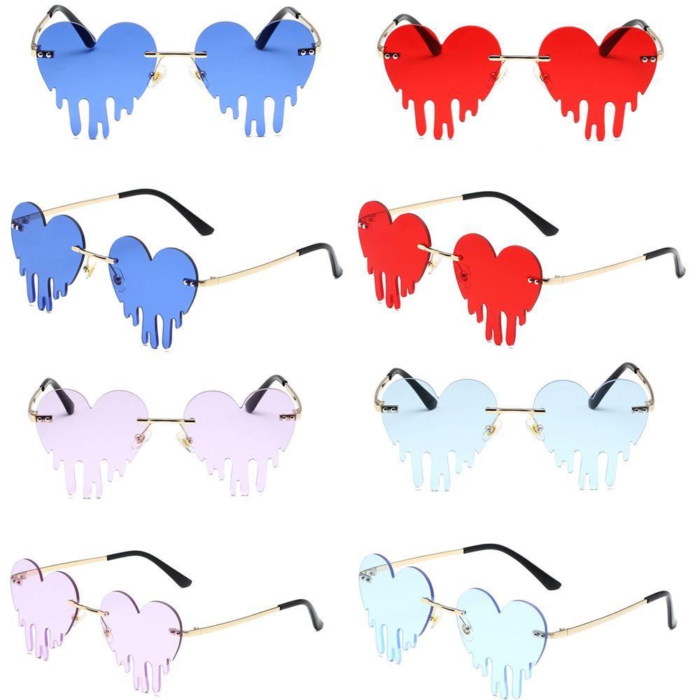 Fashion Colorful Ocean Luxury Heart Unique Women Tear Shape Rimless Sunglasses Sun Glasses
