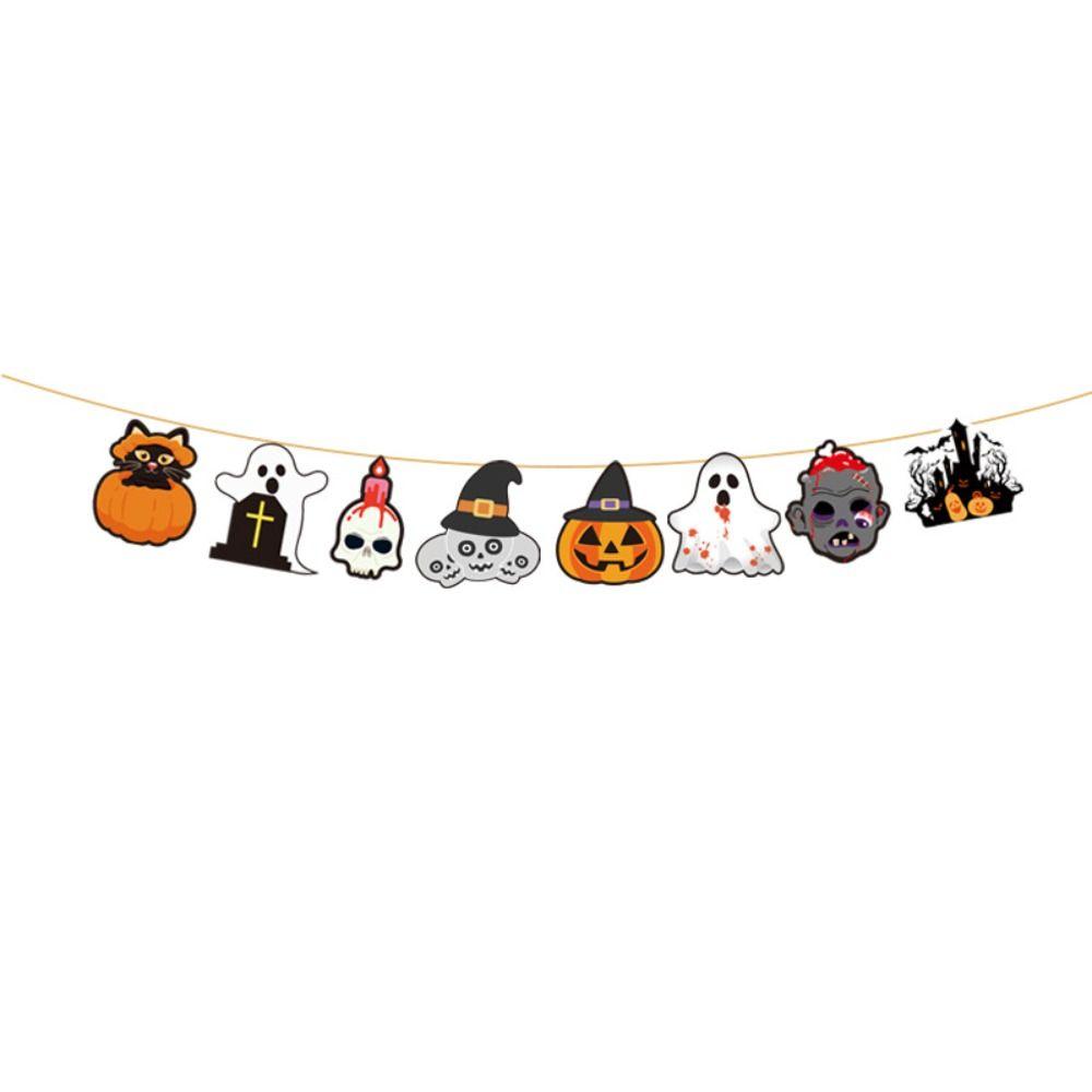 Ghost Haunted House Pull Flags Pumpkin Ghost Garden Banner Funny Halloween Flags  Party Supplies