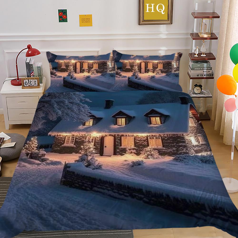 Домашнее постельное белье с рождественским принтом, королевский размер, полиэстеровая постельная одежда, детские милые покрывала высокого качества высокого качества