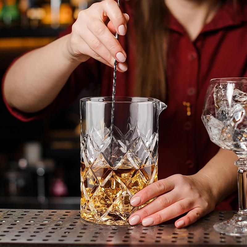 Хрустальный бокал для смешивания коктейлей 700 мл бесшовный с толстым утяжеленным дном бокал для вина напитков виски бокал для перемешивания для барменских инструментов