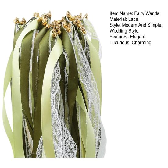 10 Pcs Fairy Wands Ribbon Lace Fairy Stick with Bells Chromatic Silky Party Streamers for Wedding Birthday Party Fovors