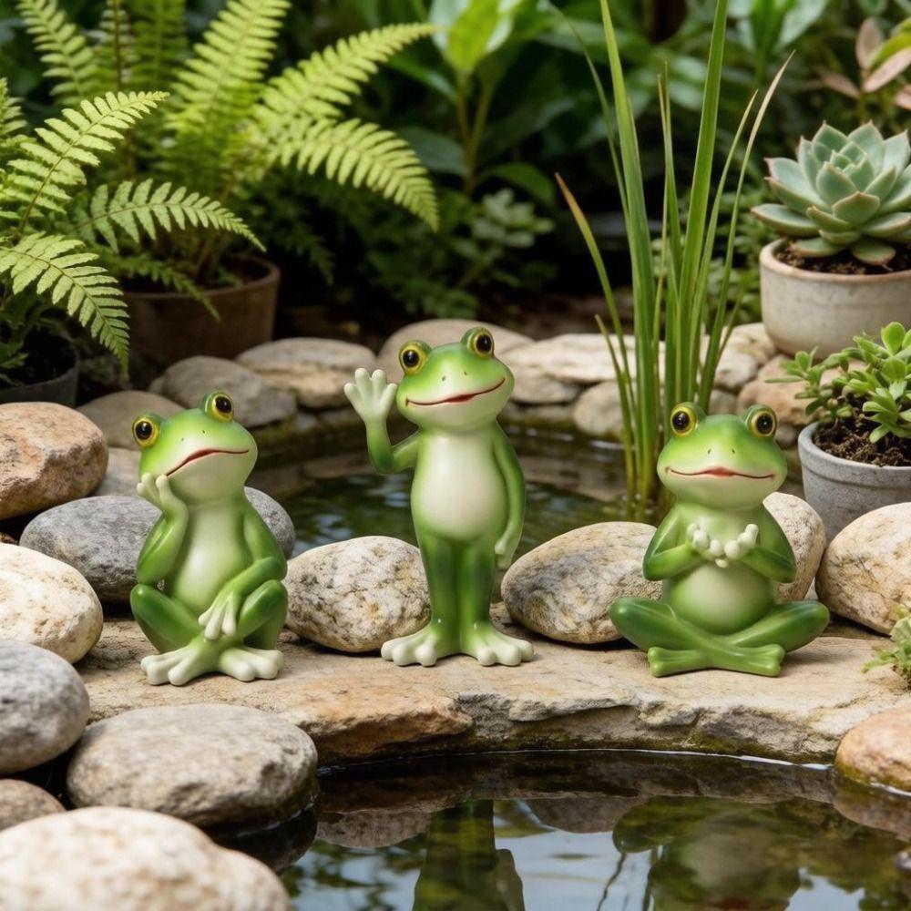 Resin Material Miniature Frog Statue Creative Craft Frog Garden Decor  Bonsai Plants