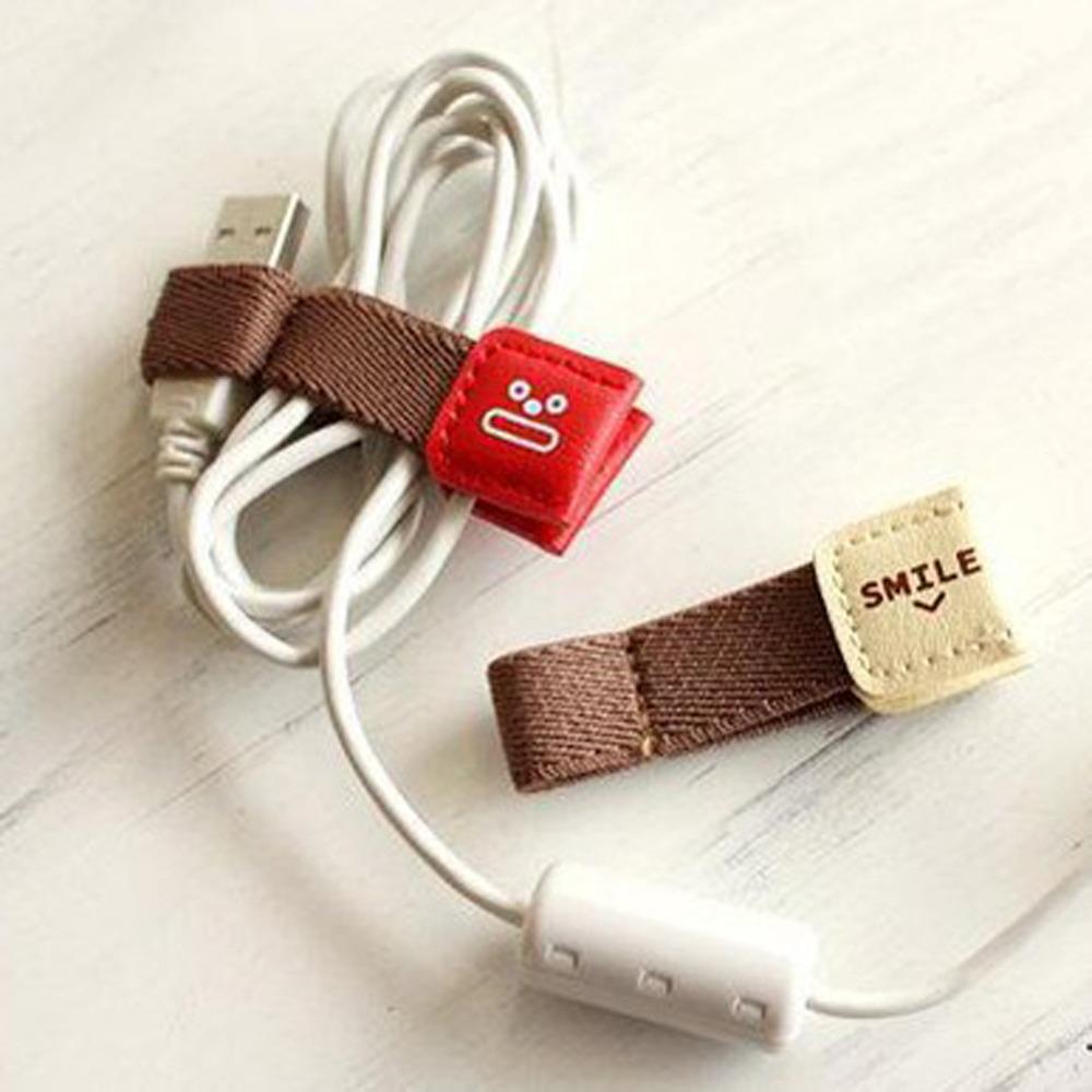 Cord Management Cord Winder Buckle Holder Storage Leather Cable Winder Vintage Cartoon Data Cable Organizers Desktop