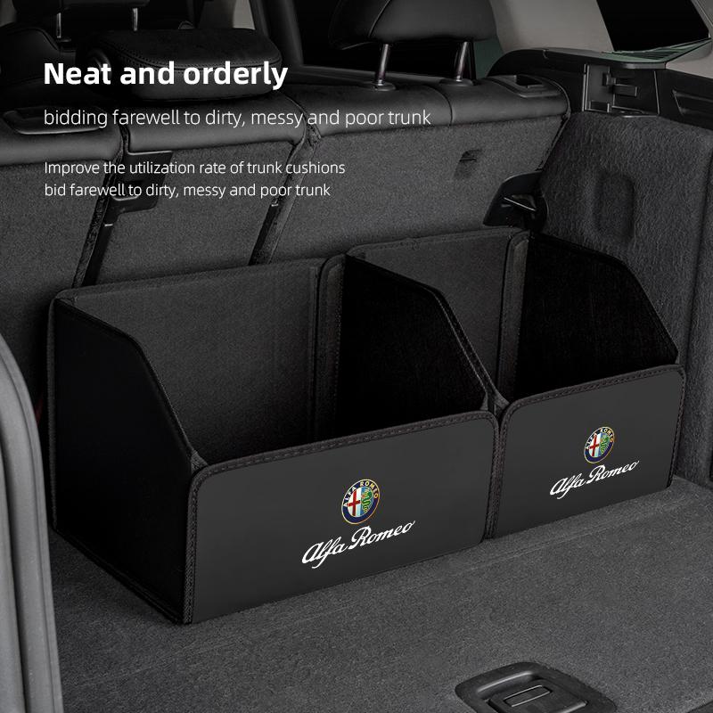 AGU1 Leather Folding Storage Box Car Trunk Tool Organizing Accessories For Alfa Romeo Giulietta Mito 159 Giulia Stelvio 156 147 Brera