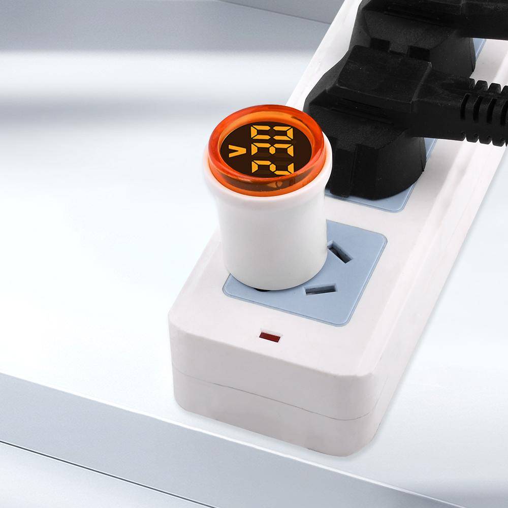 AC220V LED Digital Voltmeter 30mm Round Voltage Meter Indicator Light Volt Tester Test Gauge Amp Detector Electrician Tool