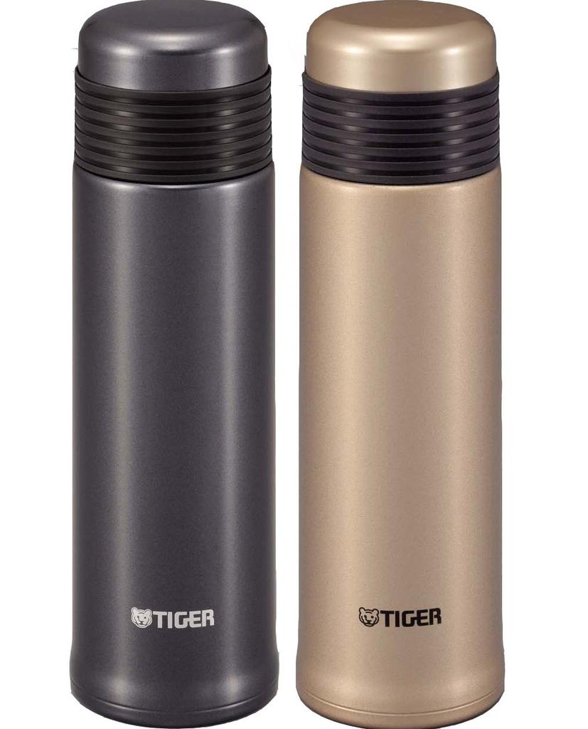 Tiger Sahara Slim Metallic Black Stainless Steel Water Bottle, 400ml with Cup, MSE-A040-KM