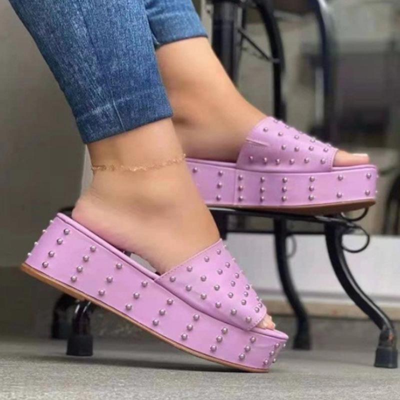 Женские шлепанцы на танкетке и платформе, шлепанцы, сандалии с открытой пяткой, летние брендовые пляжные туфли на среднем каблуке, повседневные шлепанцы Mujer