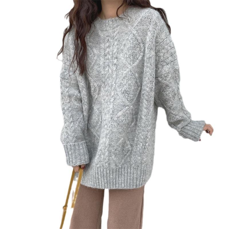 Twist Round Neck Pullover Sweater Female Autumn And Winter New Korean Version Loose Soft Waxy Sweater