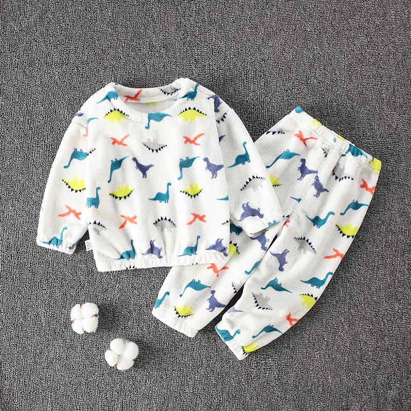 Фланелевая пижама для детей ранней весны: Милый бархатный комплект из двух предметов для мальчиков и девочек