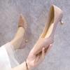 Women's Single Shoes New Style Stiletto Champagne Pointed Shoes Silver Sequined Wedding Shoes Work Shoes