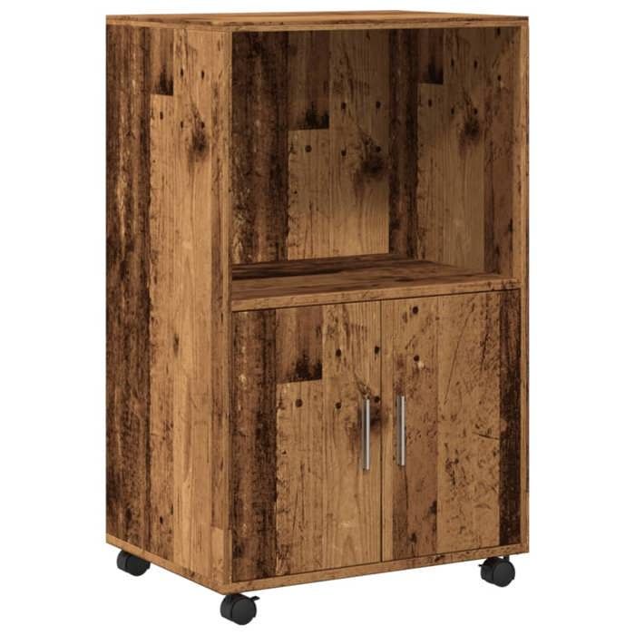 VidaXL Armoire à roulettes vieux bois 55x40x91 cm bois d'ingénierie, classeur, armoire de classement pour maison, classeur 853189