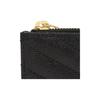 Saint Laurent Кошелек YSL Cassandre с золотым логотипом и застежкой-молнией, из зернистой стеганой кожи, для карт и монет, женский, черный, 607915-BOW01-1000