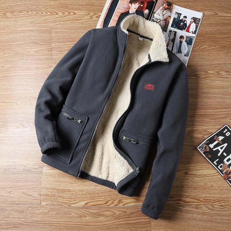 Mens Fleece Jacket With Stand Collar Lightweight Outdoor Coat Men