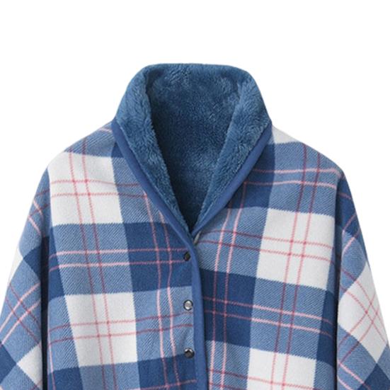 Зимнее плед-одеяло в клетку, супермягкая двухслойная бархатная термоизоляционная однобортная шаль