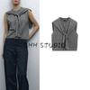 Women's Spring Clothing Gao Zhi Sentong Diligent Wool Blend Knitwear Shawl Collar Sleeveless Vest 5755673