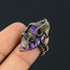 Подарочное кольцо из натурального драгоценного камня пурпурит, ручной работы, медная проволока, размер 7 d5g07